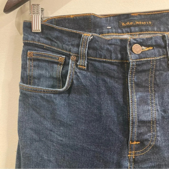 NUDIE Sz 31 x 34  Dude Dan Dry Comfort Dark Button Fly Slim Jeans - Picture 6 of 15